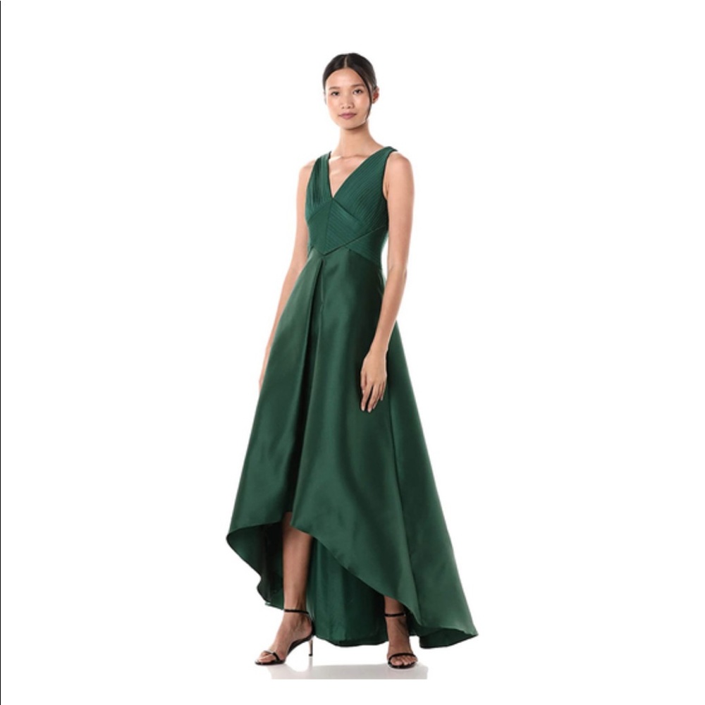 Adrianna Papell Pleated Hi Low Mikado Gown sz 6